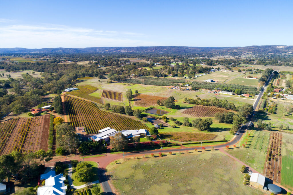 Aerial view of a rural region near Perth, Western Australia